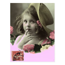 Carte postale souple de fille de chapeau