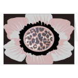 Carte rose et blanche de fleur d'empreinte de léop