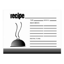 Carte voûtée de recette de plateau de portion carte postale