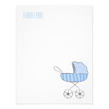 Cartes de note plates bleues de Merci de la pousse Faire-parts