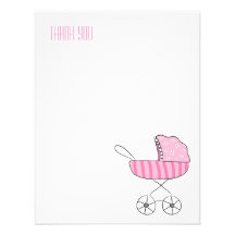 Cartes de note plates roses de Merci de la pousset Invitation Personnalisable