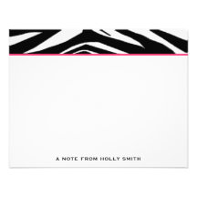 Cartes pour notes plats d'impression de zèbre invitations personnalisées