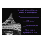 Cartes pourpres et noires de Tour Eiffel RSVP Invitation Personnalisée