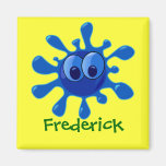 Cartoon-blaues Gesichts-platsches personalisiertes Magnete