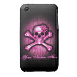 Cas rose de l'iPhone 3 de crâne de chrome Coques iPhone 3