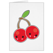 cerises mignonnes de kawaii carte de vœux