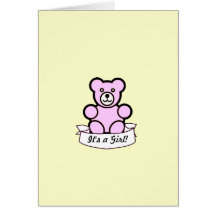 C'est une fille ! Ours de nounours rose Cartes De Vœux