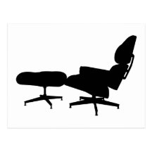 Chaise longue d'Eames et carte postale de tabouret