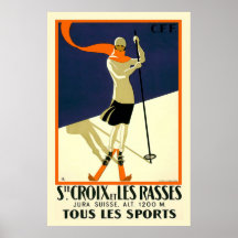 "Chambre Croix et voyage vintage suisse de Les Ras Affiche
