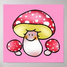 champignons rouges mignons affiches