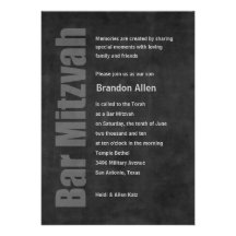 Charbon de bois de grunge de Mitzvah de barre Invitations Personnalisées