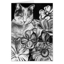 Chat de jardin carte de vœux