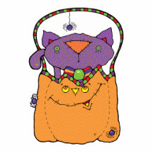 chat de minou dans le sac de citrouille découpages en acrylique