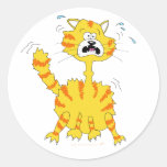 Chat effrayé de bande dessinée drôle autocollants