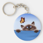 Chat et papillon porte-clef