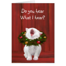 Chaton de Noël blanc Carte