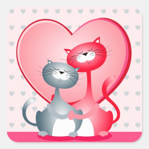 Chats drôles dans l'amour, autocollant