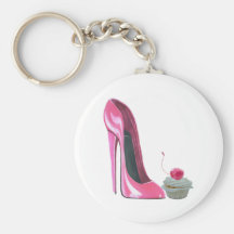 Chaussure et petit gâteau stylets roses porte-clé