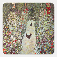 Chemin de jardin avec des poulets par Gustav Klimt Autocollant