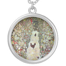 Chemin de jardin avec des poulets par Gustav Klimt Colliers