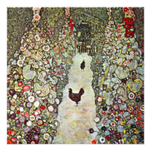 Chemin de jardin avec des poulets par Gustav Klimt Invitations Personnalisées