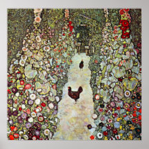 Chemin de jardin avec des poulets par Gustav Klimt Posters