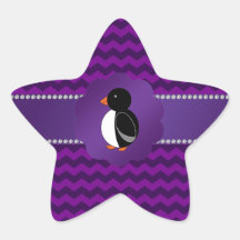 Chevrons de fantaisie de pourpre de pingouin autocollants en étoile