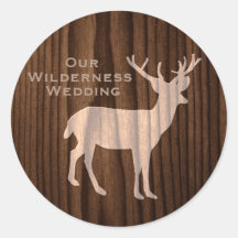 Chic Dark Wood Deer Wild Life Wedding Sticker