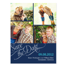 Chic-Kalligraphie-Save the Date Postkarte - Marine