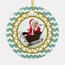 Chic-Zickzack aquamarine grüne Weihnachtsfoto-Verz Weihnachtsbaum Ornamente