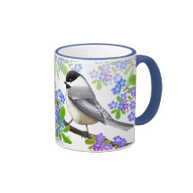 Chickadees vergessen mich herein nicht Blumen-Bech Kaffeehaferl