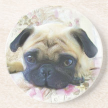 Chien de carlin dessous de verre