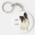 Chien de Papillon d'aquarelle, animal familier Porte-clé