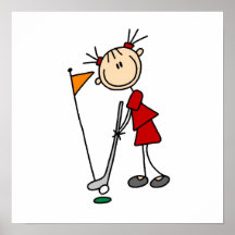Chiffre femelle golfeur de bâton posters