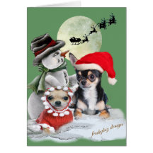 Chihuahua mit Schneemann-Weihnachtskarten