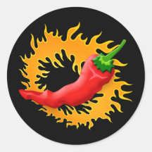 Chilipfeffer mit Flammenaufklebern