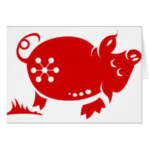 CHINESISCHE ILLUSTRATION DES TIERKREIS-SCHWEIN-PAP KARTE