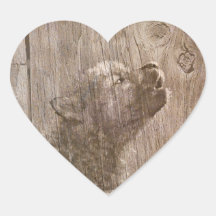 Chiot de loup en bois adhésif