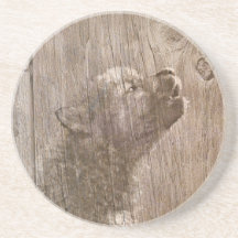 Chiot de loup en bois dessous de verres