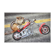 Chipmunk-Radfahrer, der ein Motorrad reitet Galerie Gefaltete Leinwand