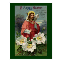 Christus der Schäfer mit Lamm Vintages Ostern Postkarte