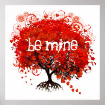 Chute dans l'arbre rouge d'amour avec la chute de  poster
