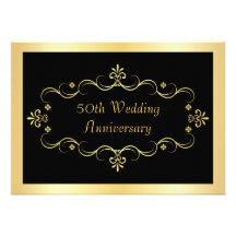 Cinquantième invitations élégantes de noir et d'an