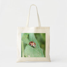 Coccinelle rouge sur une feuille verte sac fourre-tout