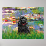 Cocker spaniel (Schwarzes) - Lilien 2 Plakatdrucke