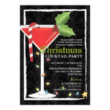 Cocktail rouge élégant de Noël de Martini Invitation Personnalisable