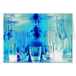 Cocktail-Schuss-und Wein-Gläser - blaue Tönung Grußkarte
