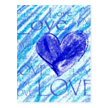 Coeur bleu carte postale