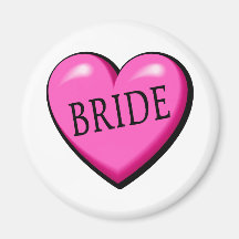 Coeur de jeune mariée magnets pour réfrigérateur