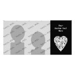 Coeur noir et blanc. Conception modelée de coeur Cartes De Vœux Avec Photo